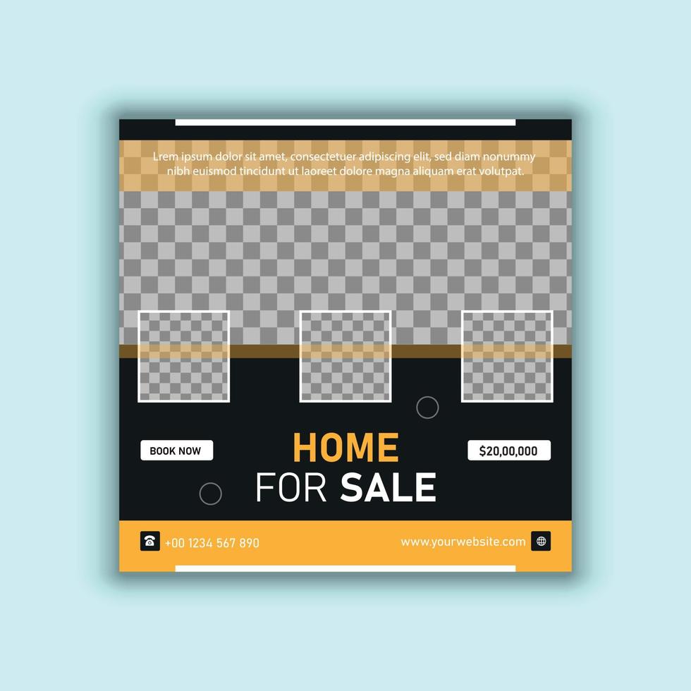 Home sale social media and web banner template design vector