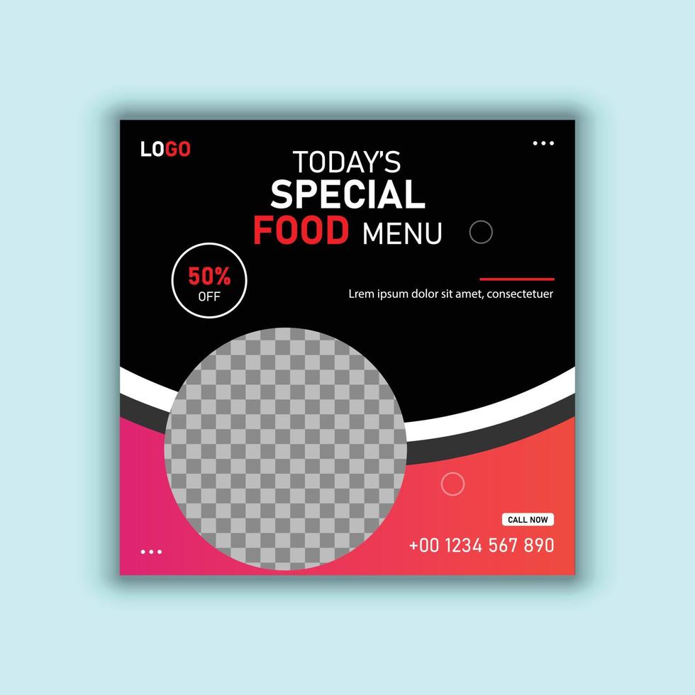 Fast food, food burger, food menu web and social media post design template vector