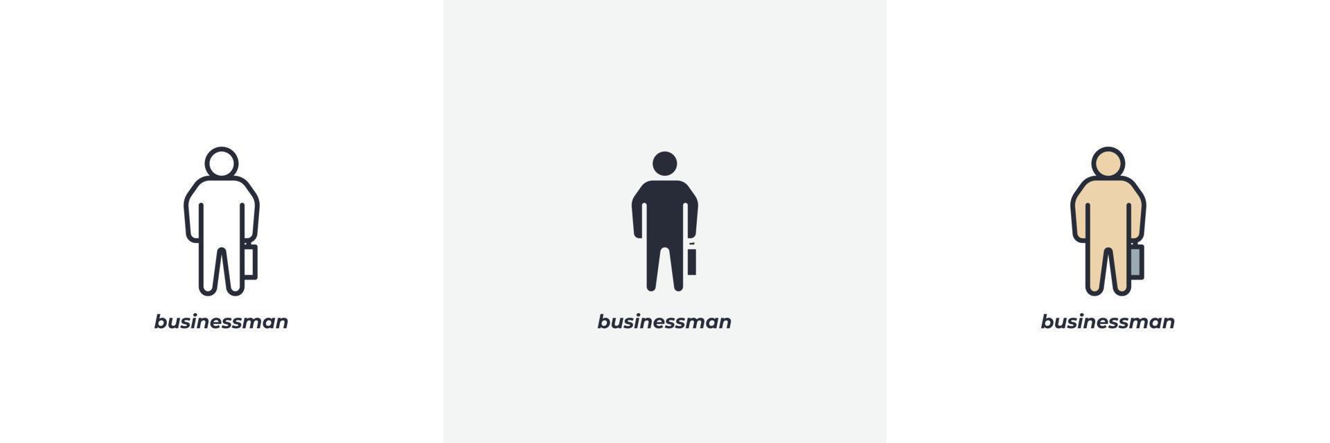 businessman icon. Line, solid and filled outline colorful version, outline and filled vector sign. Idea Symbol, logo illustration. Vector graphics