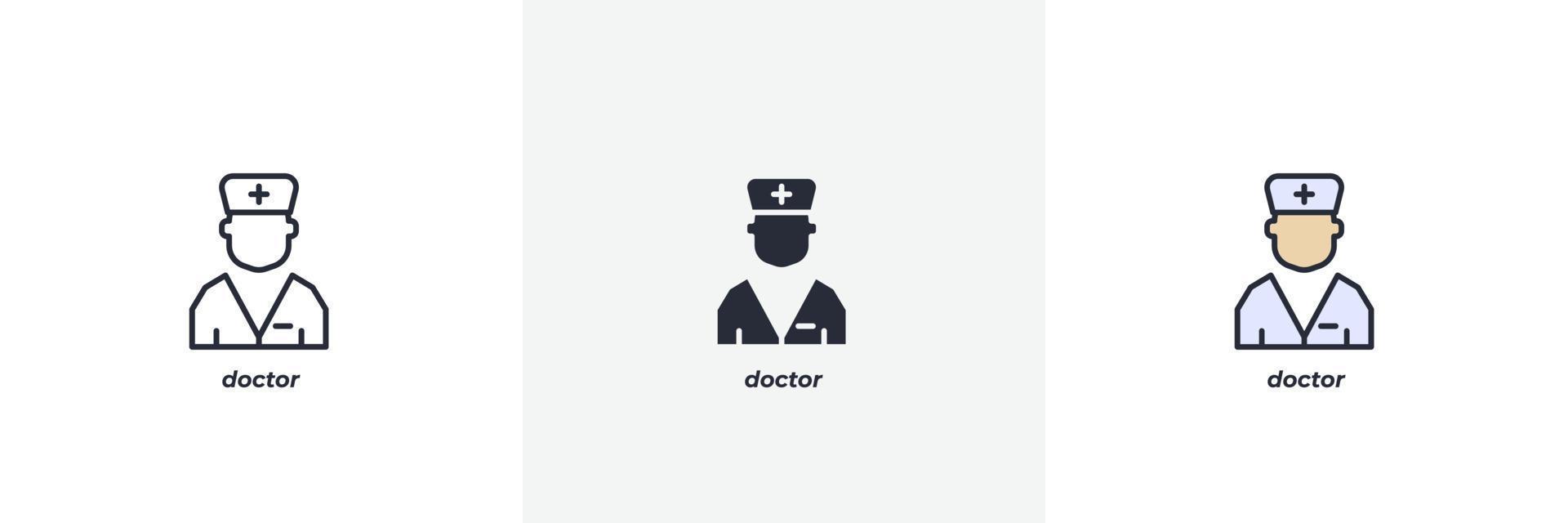 doctor icon. Line, solid and filled outline colorful version, outline and filled vector sign. Idea Symbol, logo illustration. Vector graphics