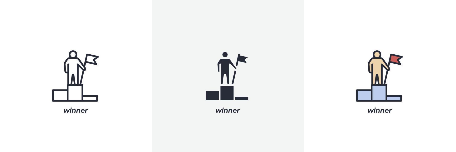 winner icon. Line, solid and filled outline colorful version, outline and filled vector sign. Idea Symbol, logo illustration. Vector graphics