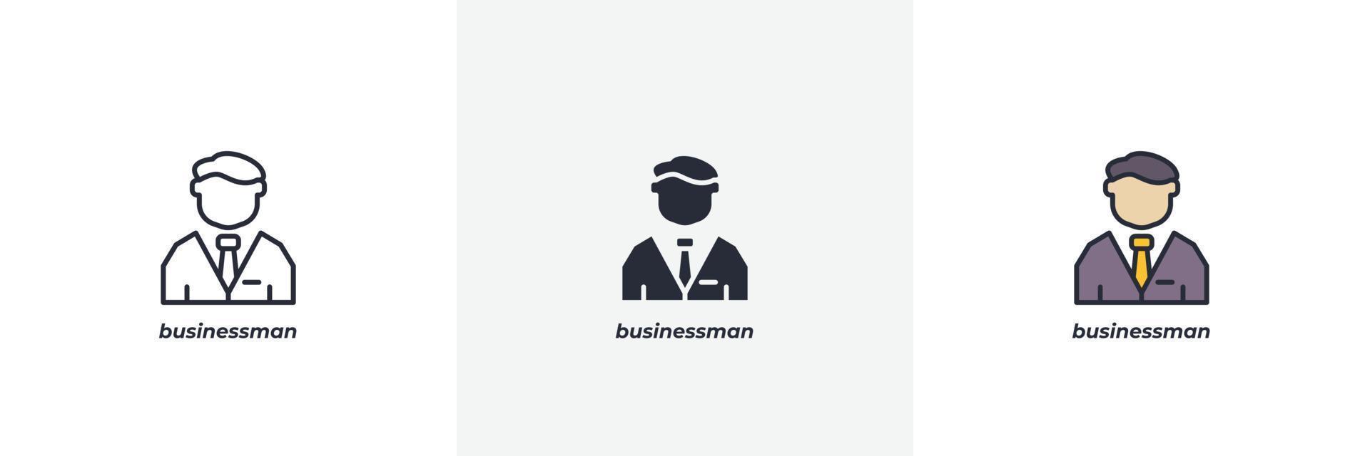 businessman icon. Line, solid and filled outline colorful version, outline and filled vector sign. Idea Symbol, logo illustration. Vector graphics