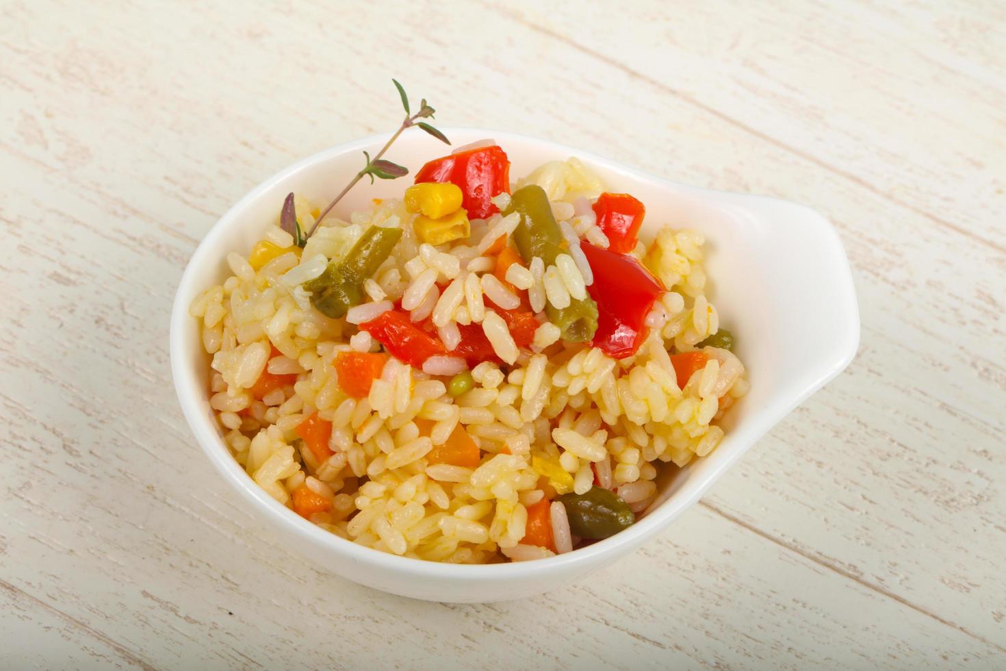 Mexican rice dish view photo