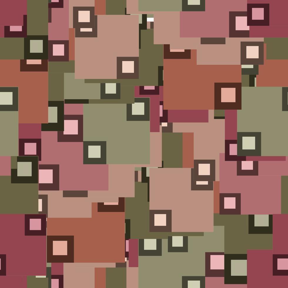 Fantasy messy square geometric shapes seamless pattern.  Infinity abstract card, layout. Creative background. Textile, fabric, wrapping paper. vector