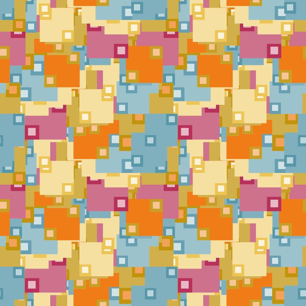 Fantasy messy square geometric shapes seamless pattern.  Infinity abstract card, layout. Creative background. Textile, fabric, wrapping paper. vector