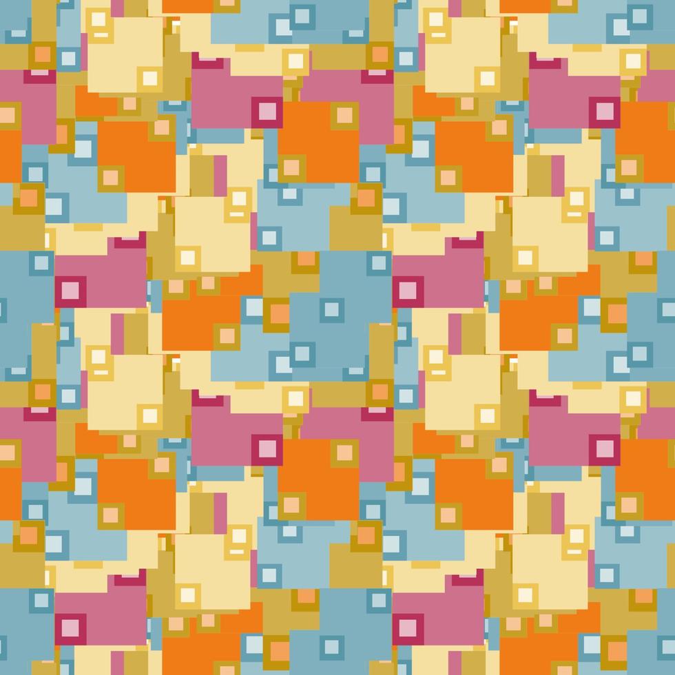 Fantasía formas geométricas cuadradas desordenadas de patrones sin fisuras. tarjeta abstracta infinita, diseño. fondo creativo. textil, tela, papel de regalo. vector