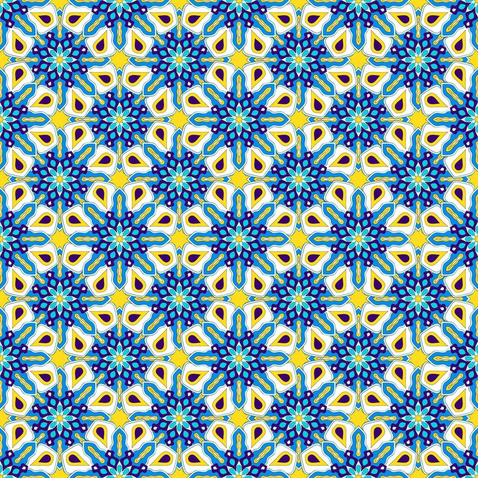 Resumen de patrones sin fisuras con flor de mandala. mosaico, azulejo. fondo floral. vector