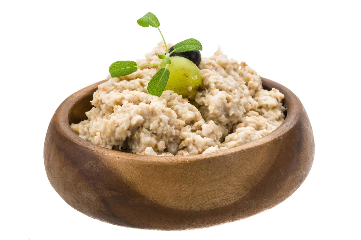 vista de plato de gachas de avena foto