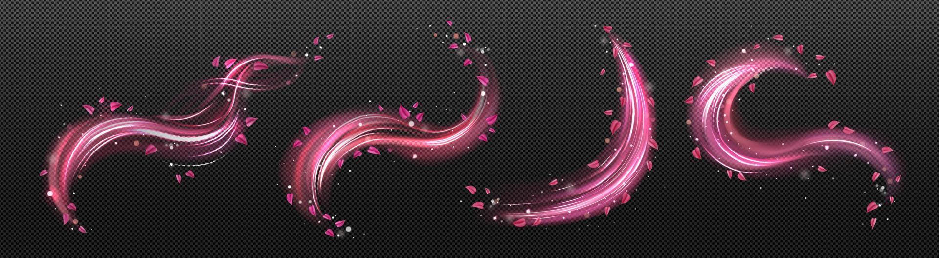 Wind swirls with flower pink petals vector