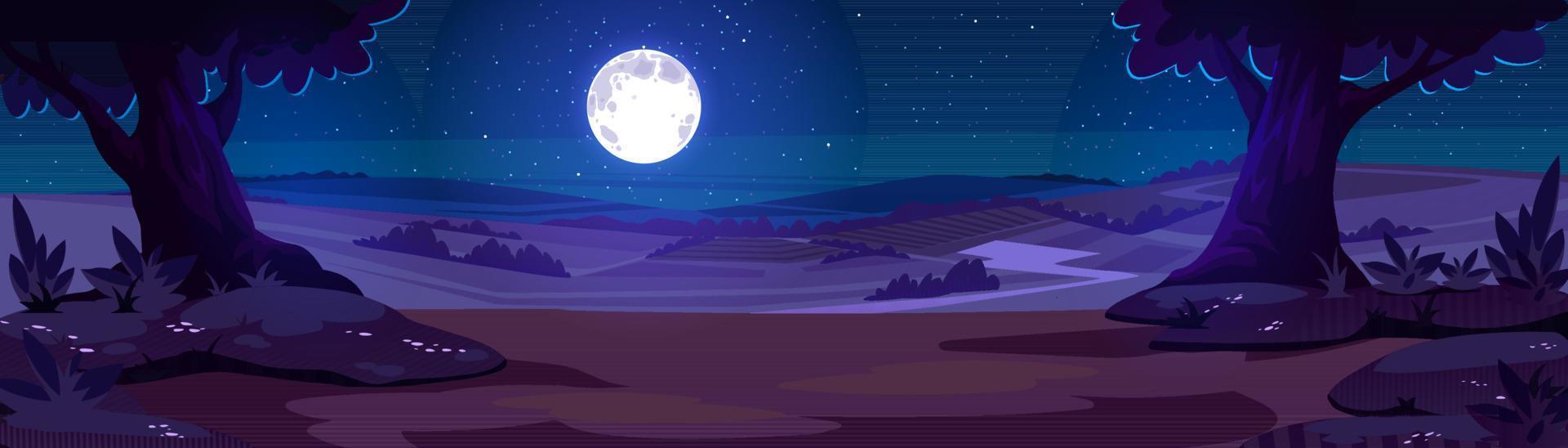 fondo de paisaje de noche de naturaleza de dibujos animados vector