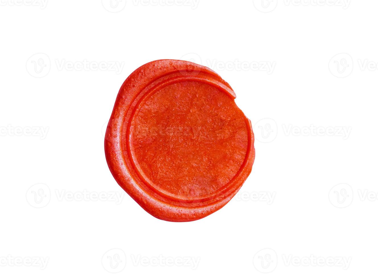 Red wax stamp seal isolated on white background photo