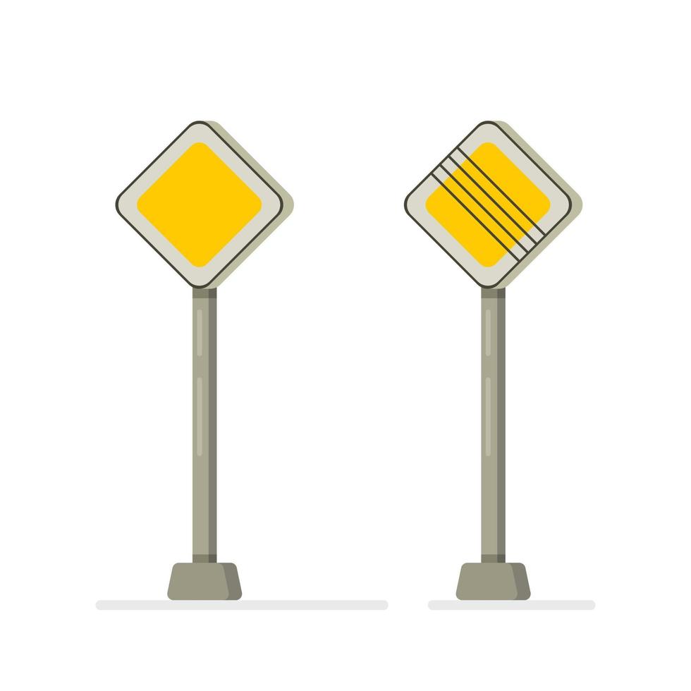 Vector illustration of isolated road signs. Sign of the beginning and end of the main road.