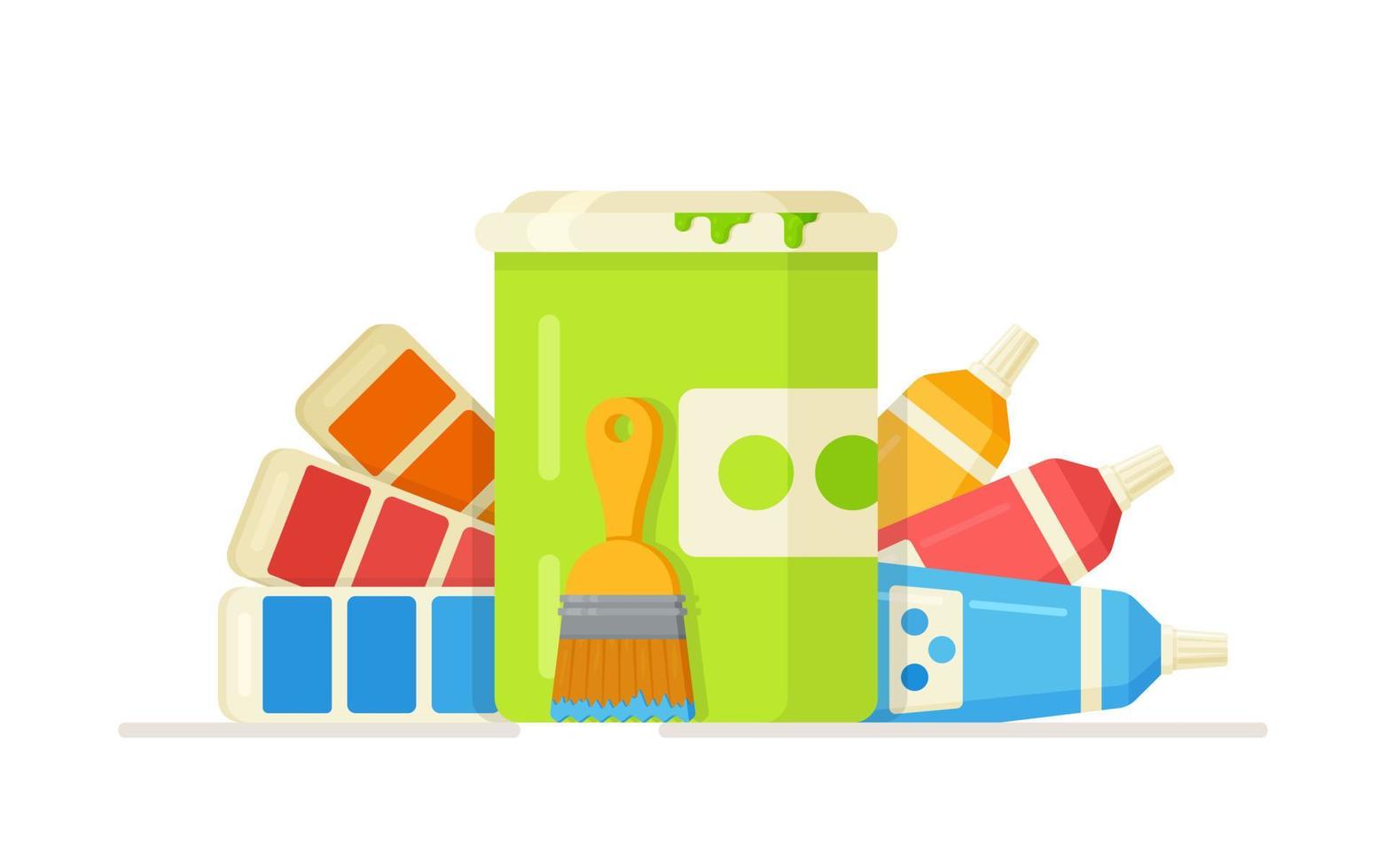 Vector illustration of a paint selection concept for a new room.
