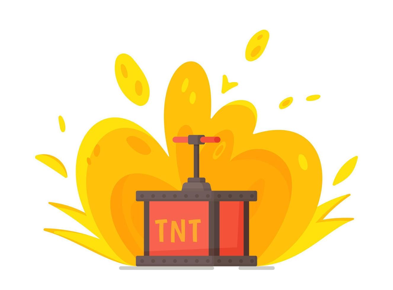 Vector illustration of a detonator, on the background of a large explosion.
