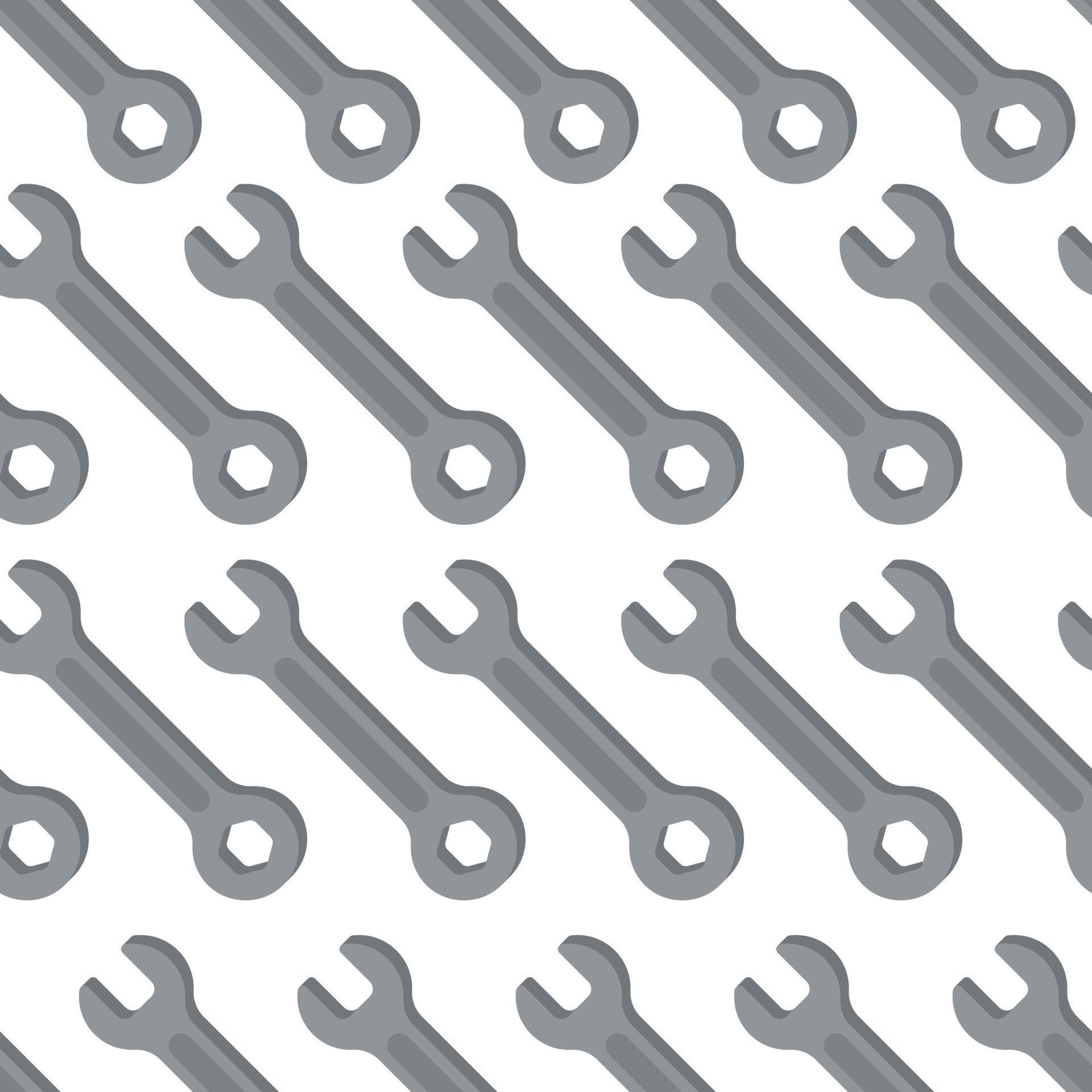 Vector illustration of a new wrench pattern. Endless metal wrench