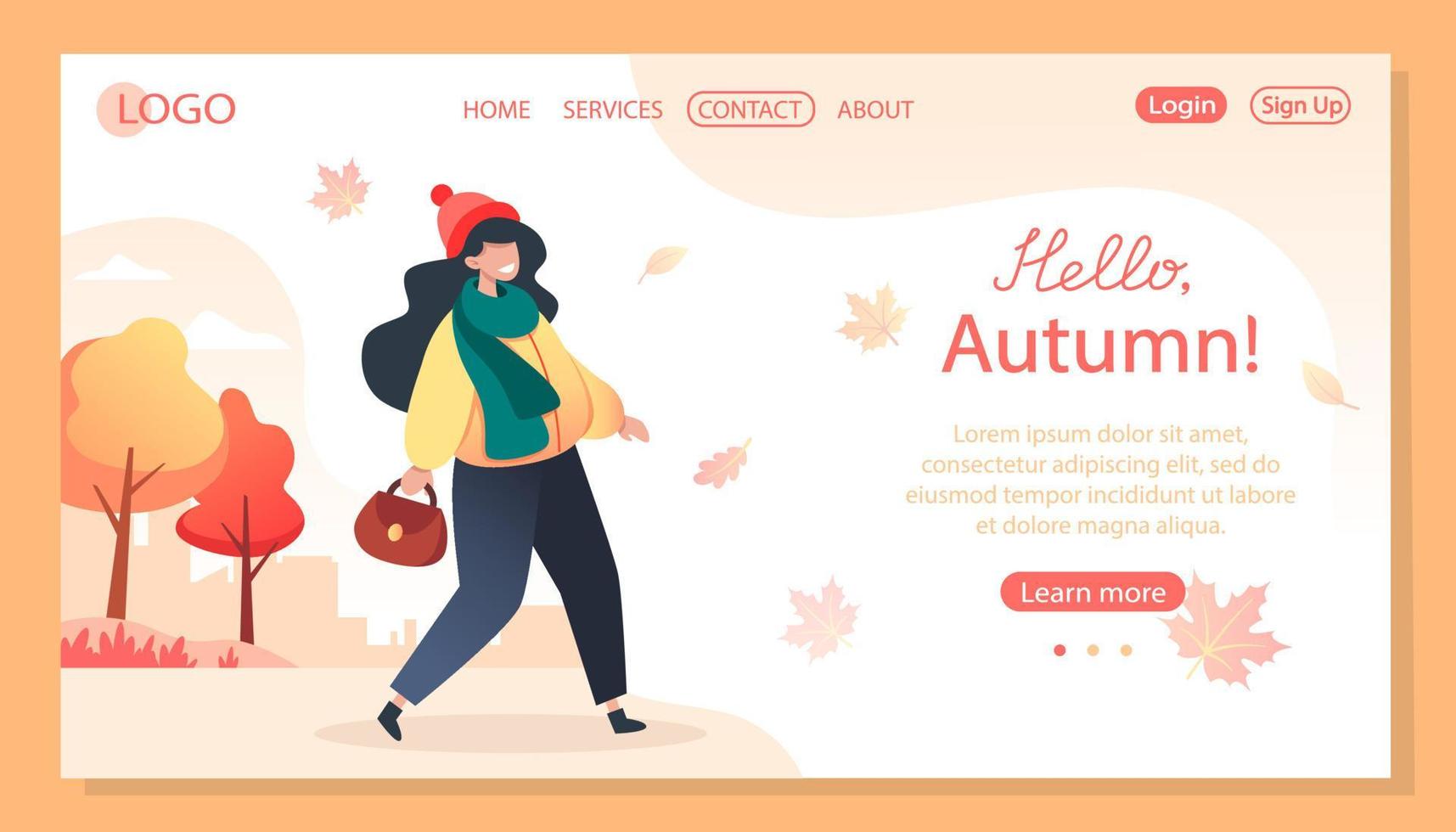 Woman walks in the autumn park vector