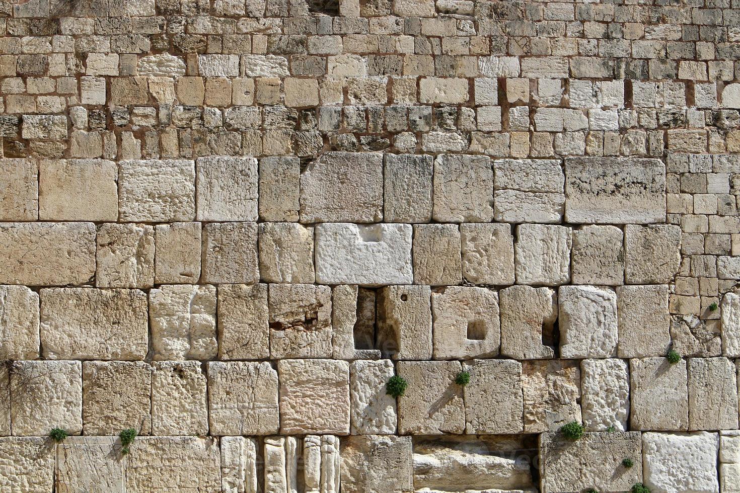 Stones of the Wailing Wall on the Temple Mount in the Old City of Jerusalem. photo