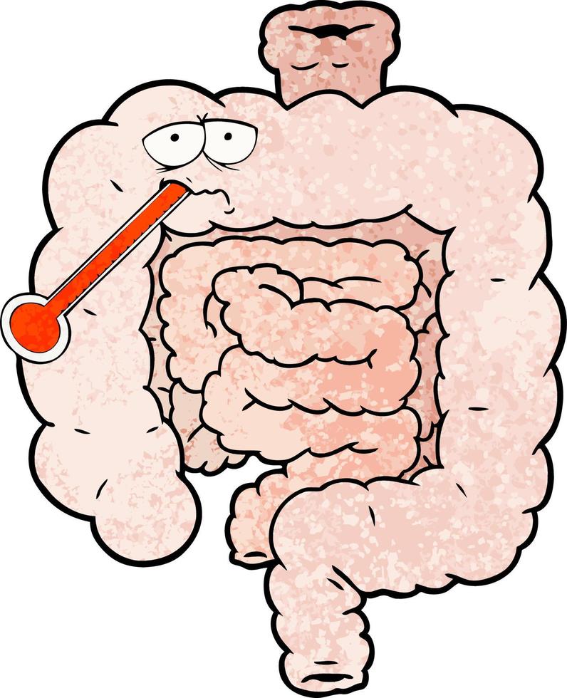 personaje enfermo de intestinos de dibujos animados vector