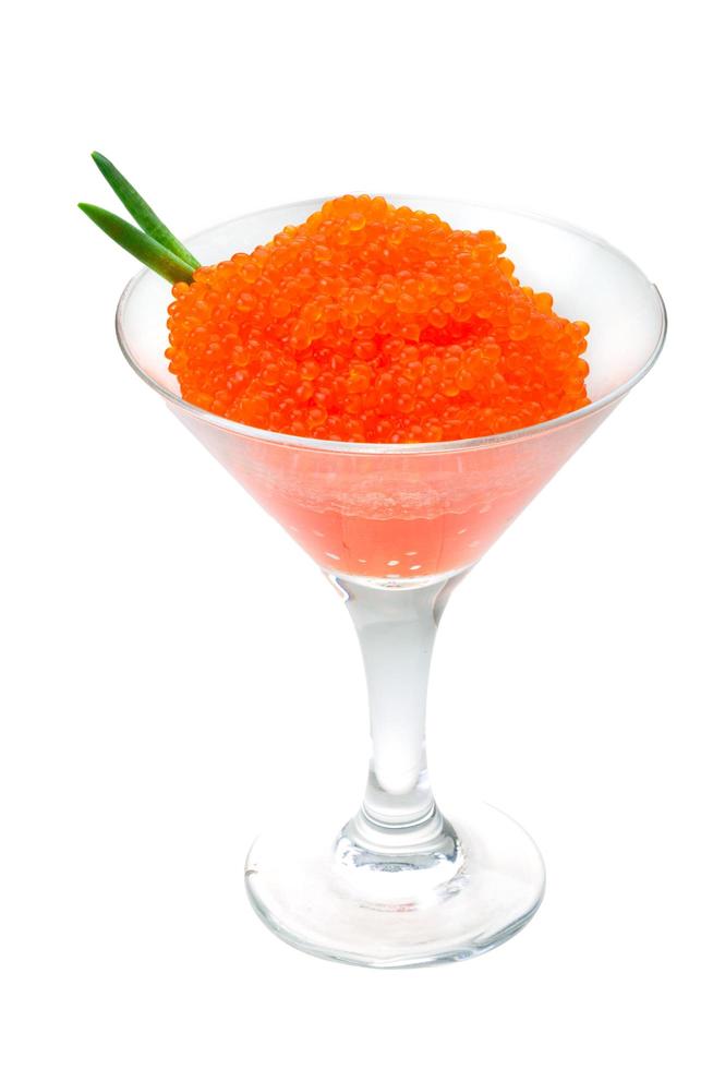 Red caviar on white photo