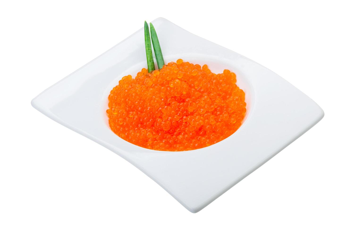 Red caviar on white photo