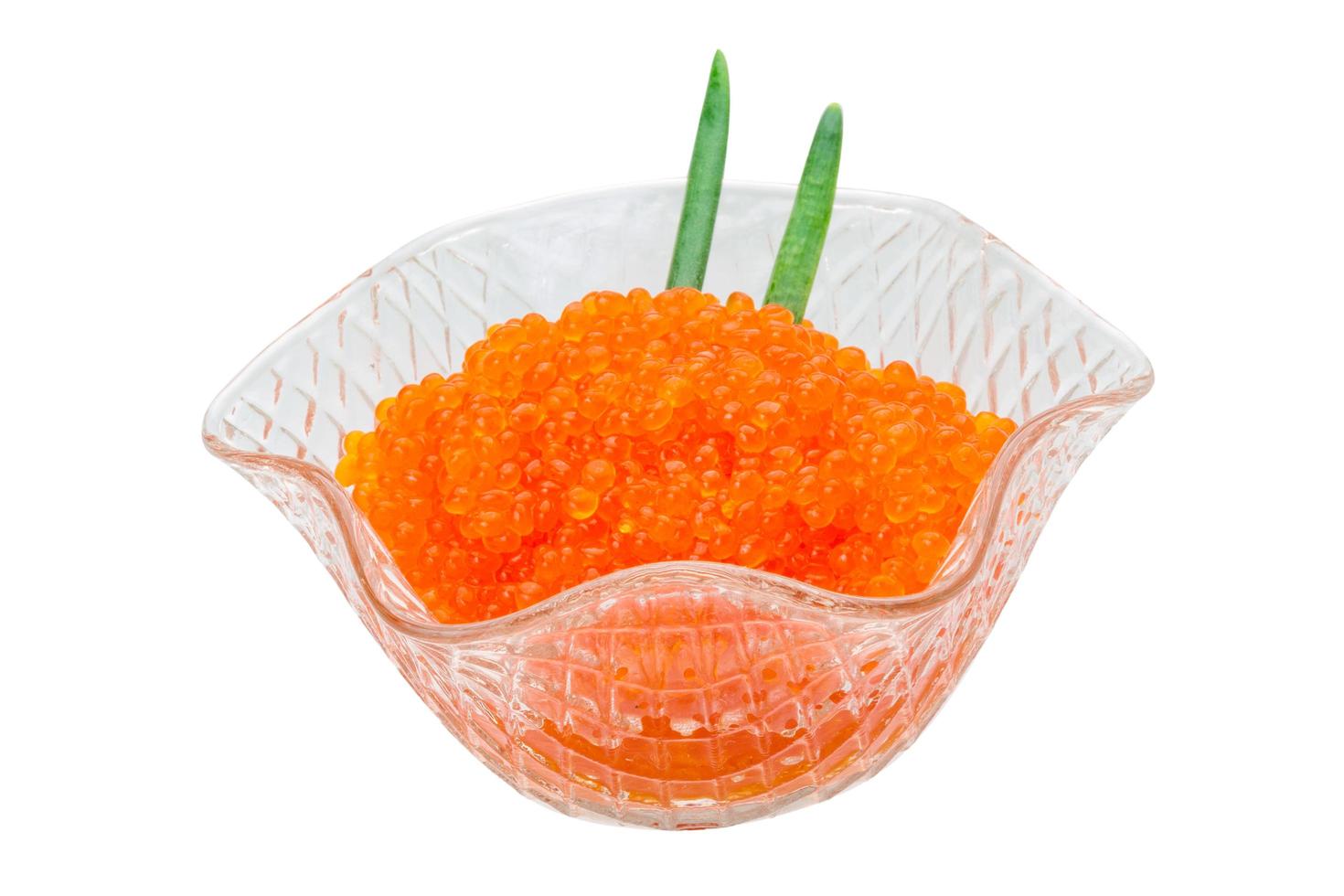 Red caviar on white photo