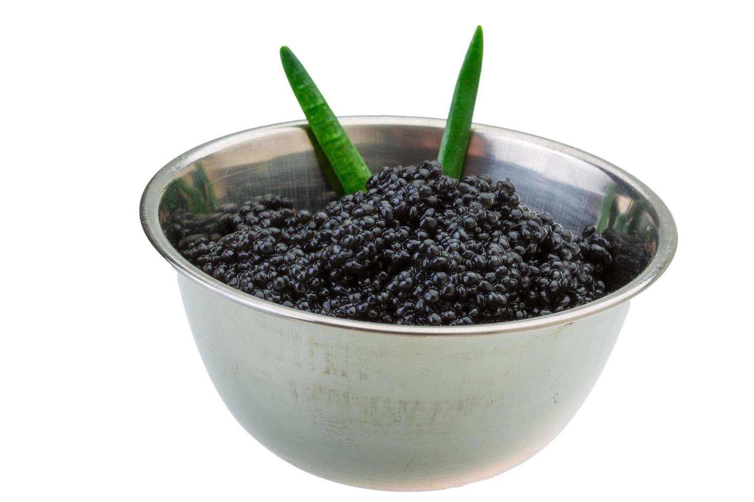 Black caviar on white photo