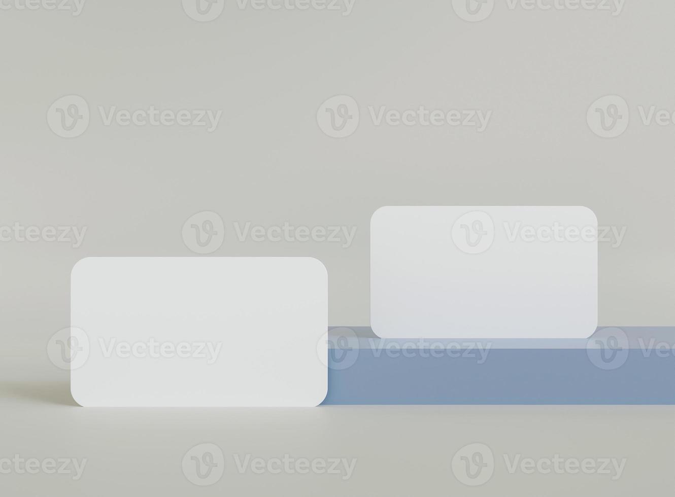 3D blank business cards. Mockup scene. Template for branding identity. 3D rendering. photo