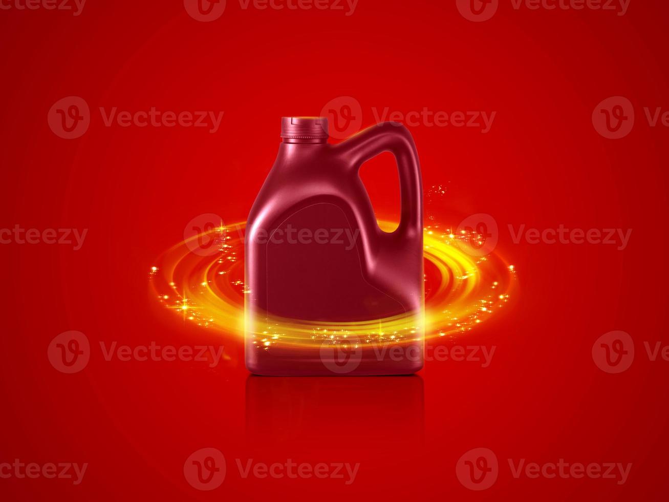 bottle of engine oil on red background photo