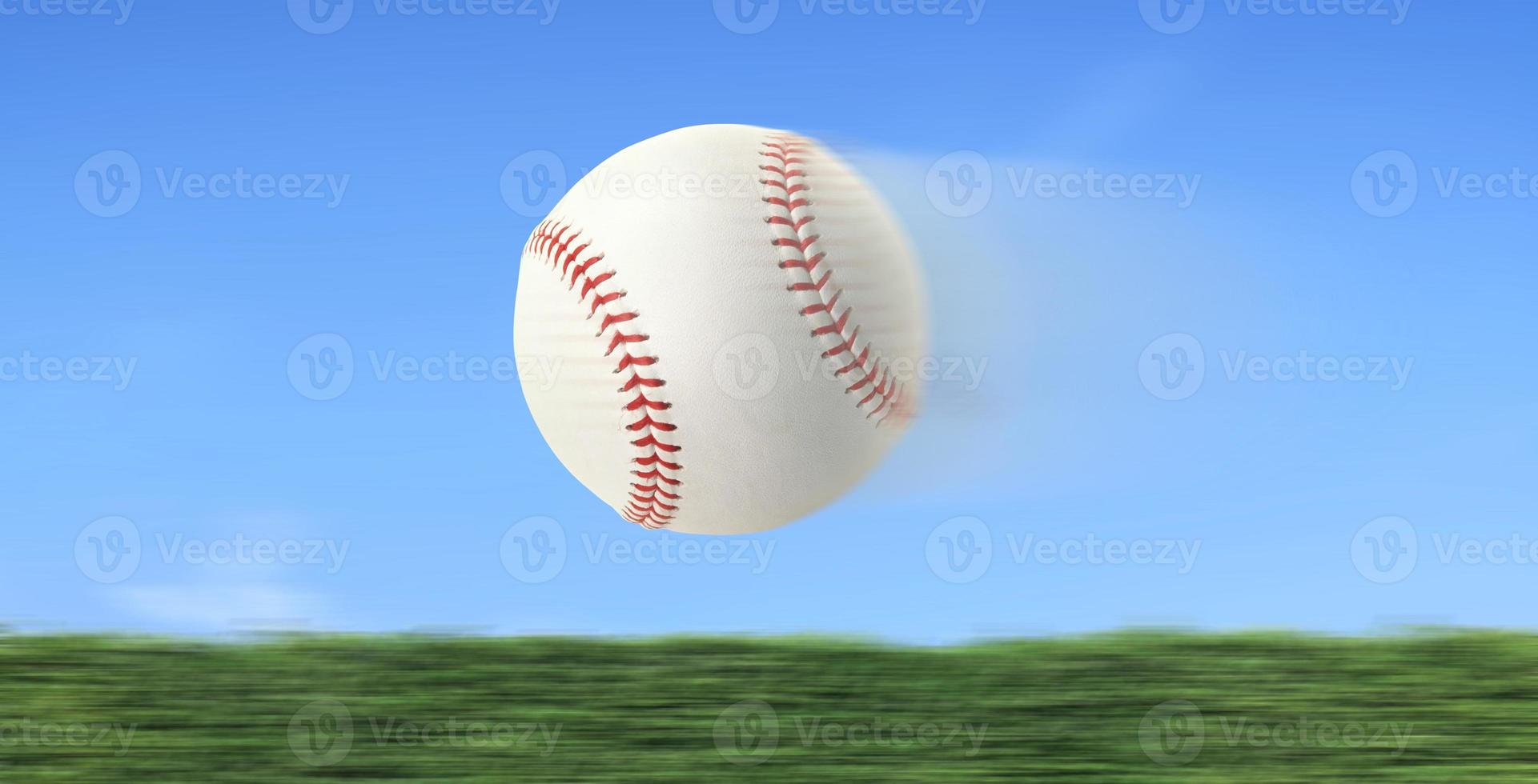 Baseball flies in fast motion in a competitive photo