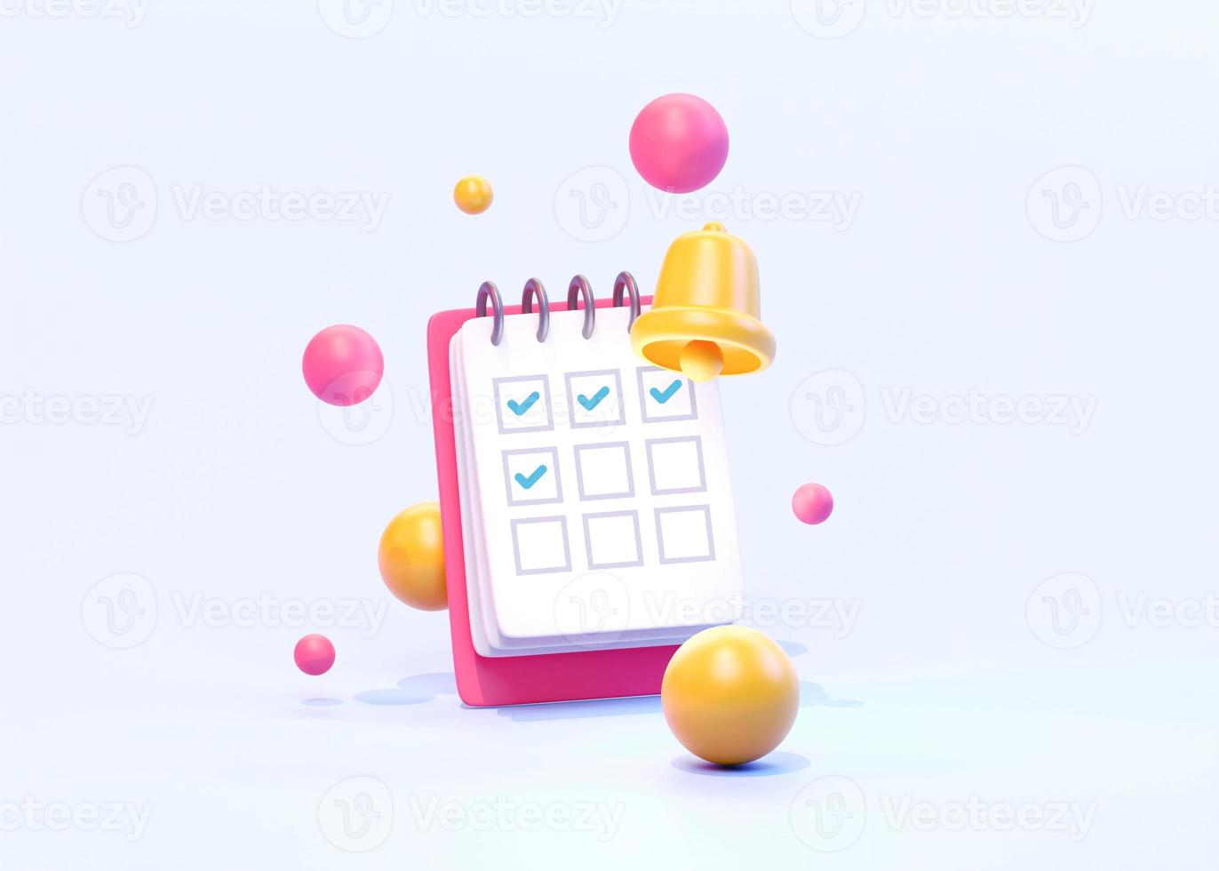 Reminder 3D concept, Notifications icon, calendar. Business planning, alarm sign, event date message. 3d Illustration. photo