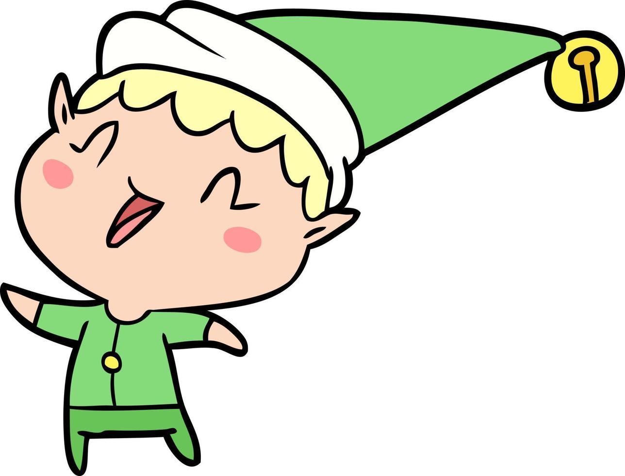 Happy Christmas elf character in cartoon style vector