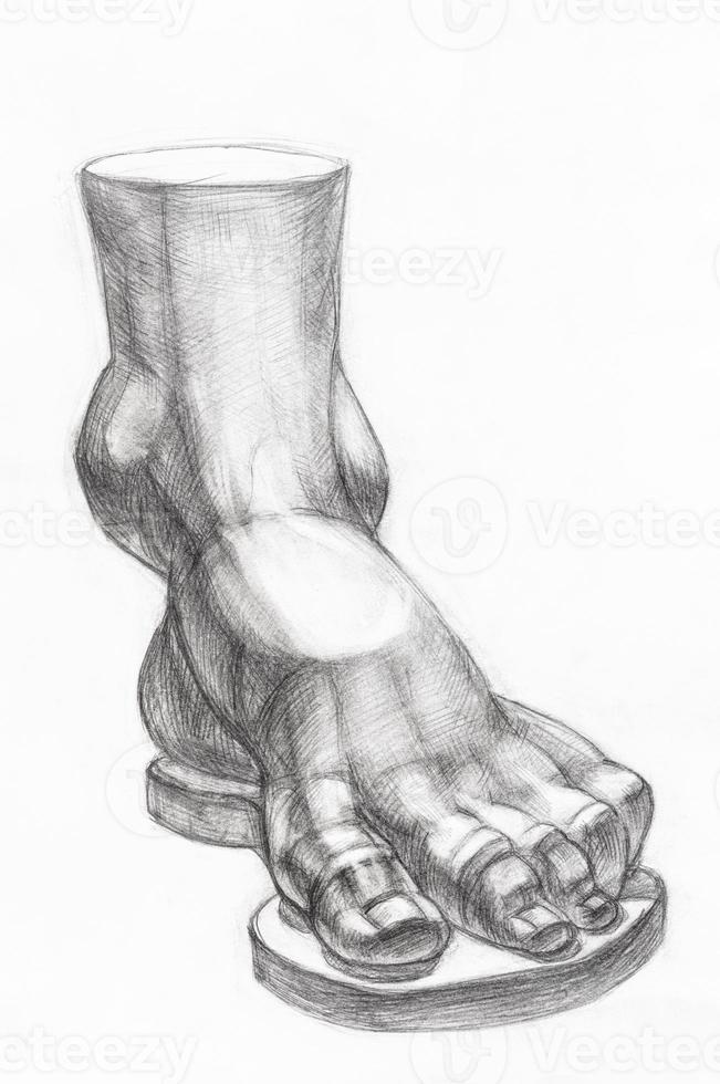 hand-drawn study of plaster cast of male foot photo