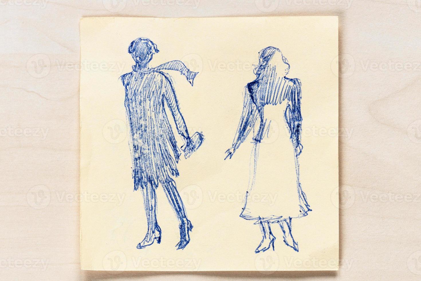 sketch fashionable silhouette of the 20s and 30s photo