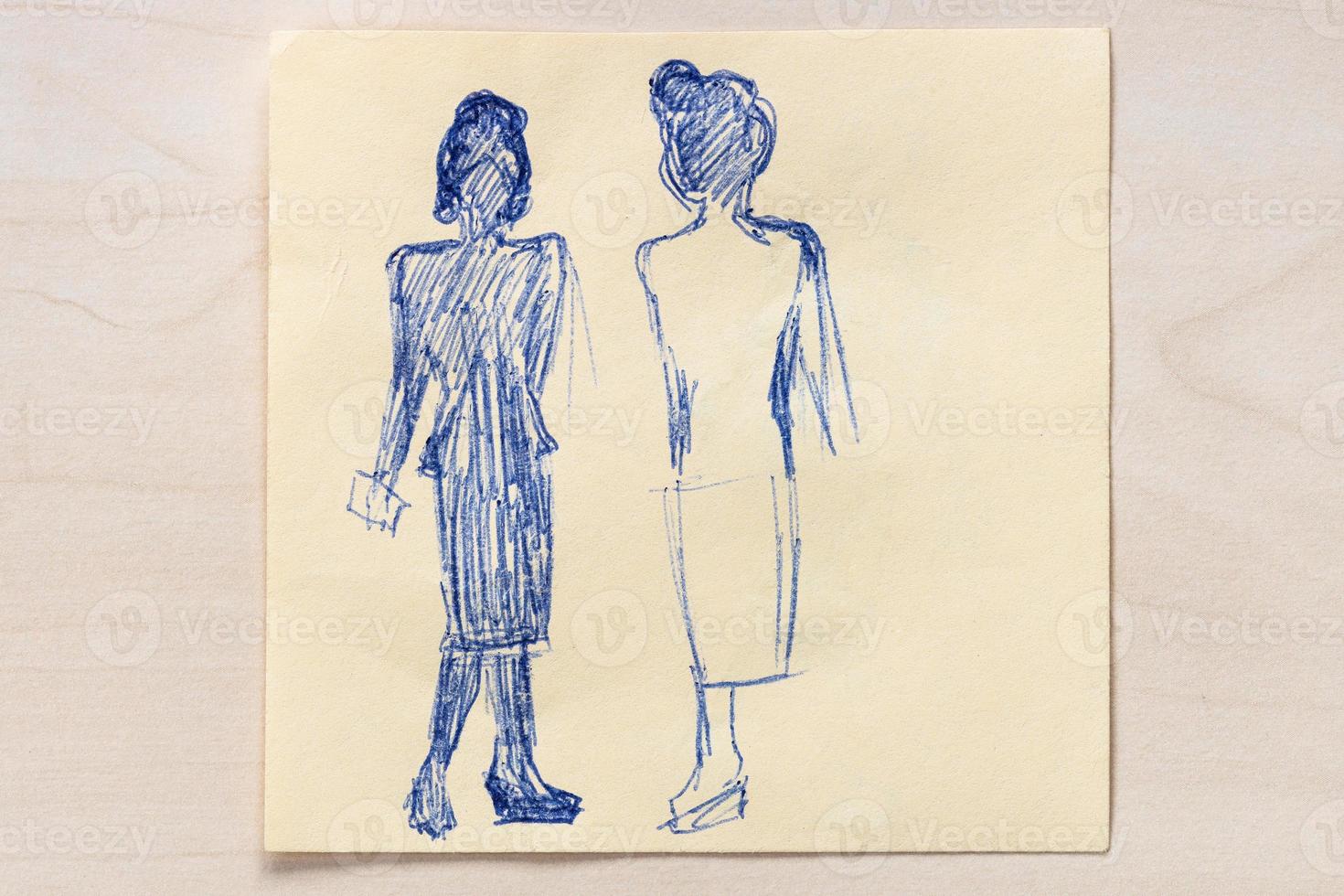 boceto de la silueta de moda de los años 40 foto