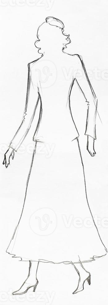 outline of fashionable silhouette of woman of 30s photo