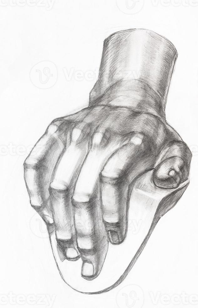 yeso dibujado a mano de mano masculina con lápiz foto