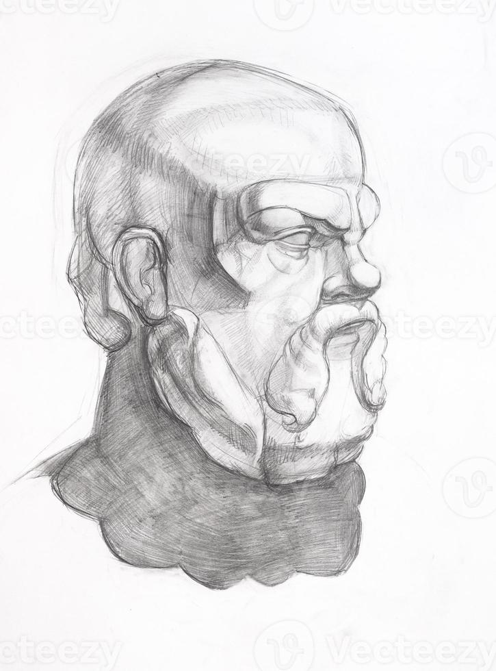 boceto de la cabeza de Sócrates dibujada a mano con lápiz foto
