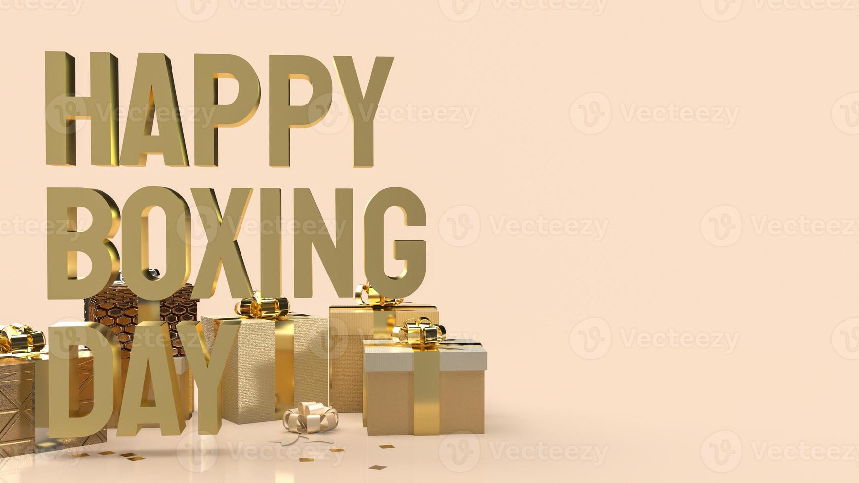 The gift box  and gold text Boxing Day for shopping concept 3d rendering photo