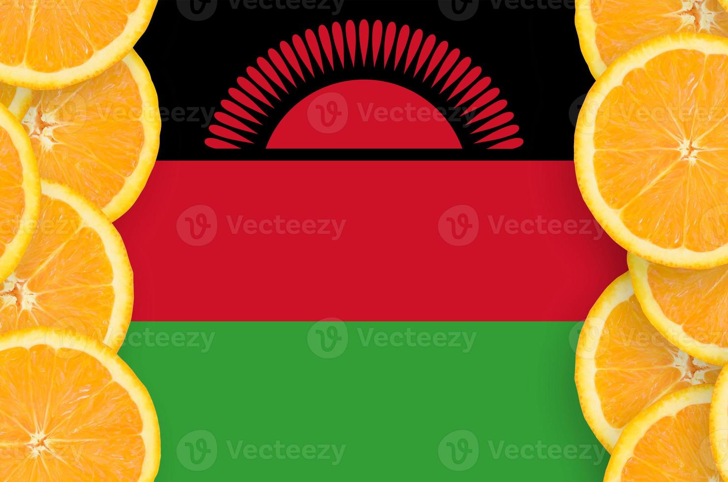 Malawi flag  in citrus fruit slices vertical frame photo