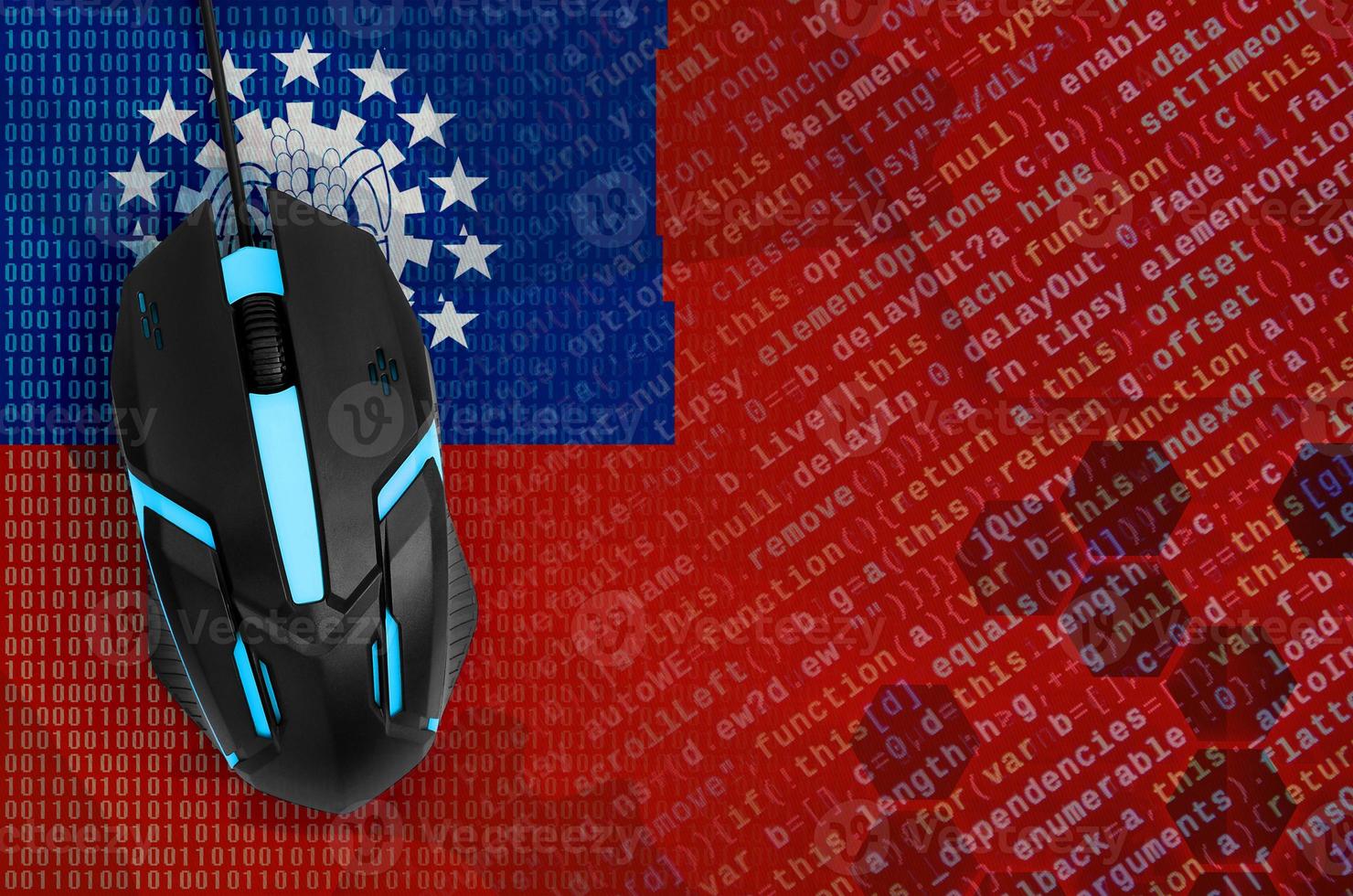 Myanmar flag  and computer mouse. Digital threat, illegal actions on the Internet photo