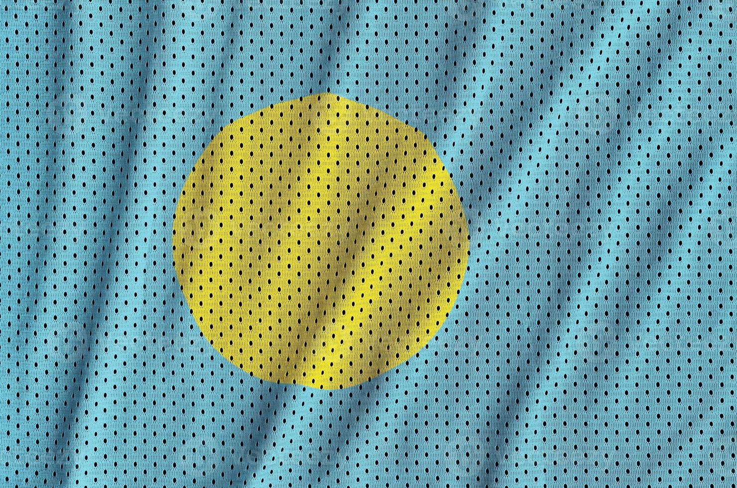 Palau flag printed on a polyester nylon sportswear mesh fabric w photo