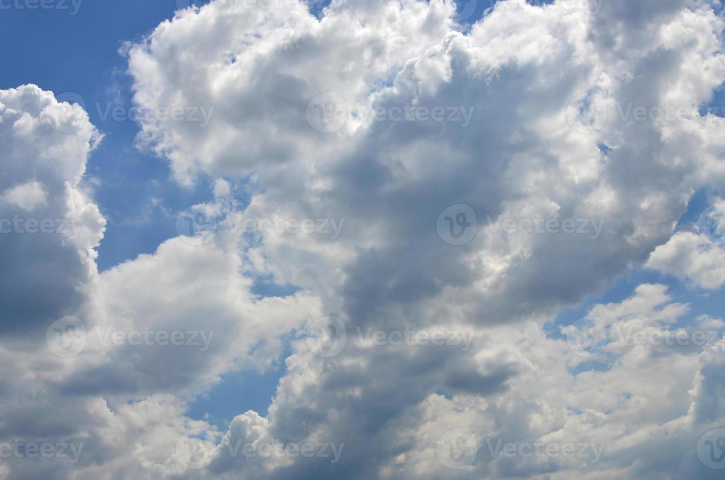 Beautiful blue sky background template with some space for input text message below isolated on blue photo