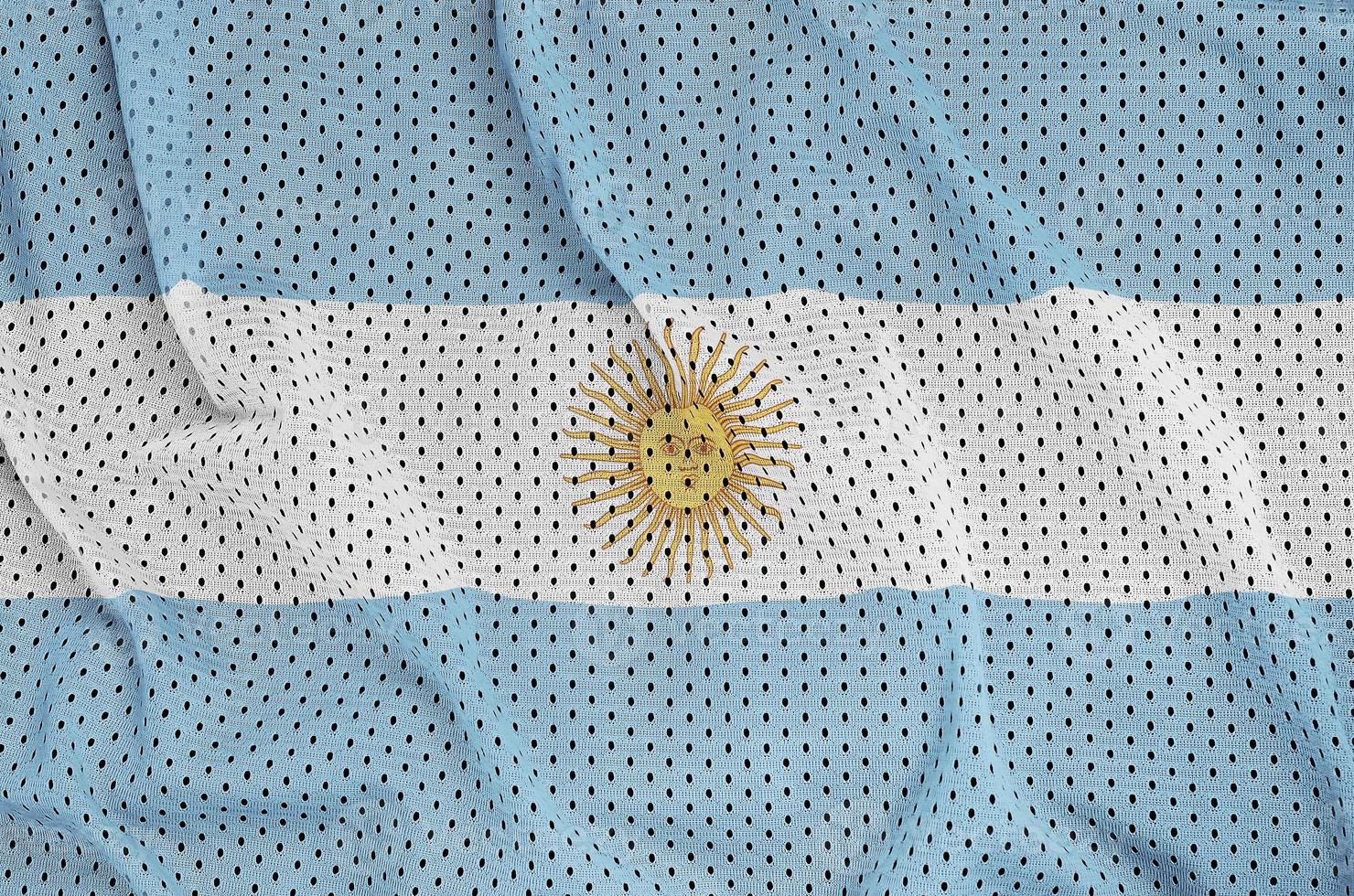 Argentina flag printed on a polyester nylon sportswear mesh fabr photo