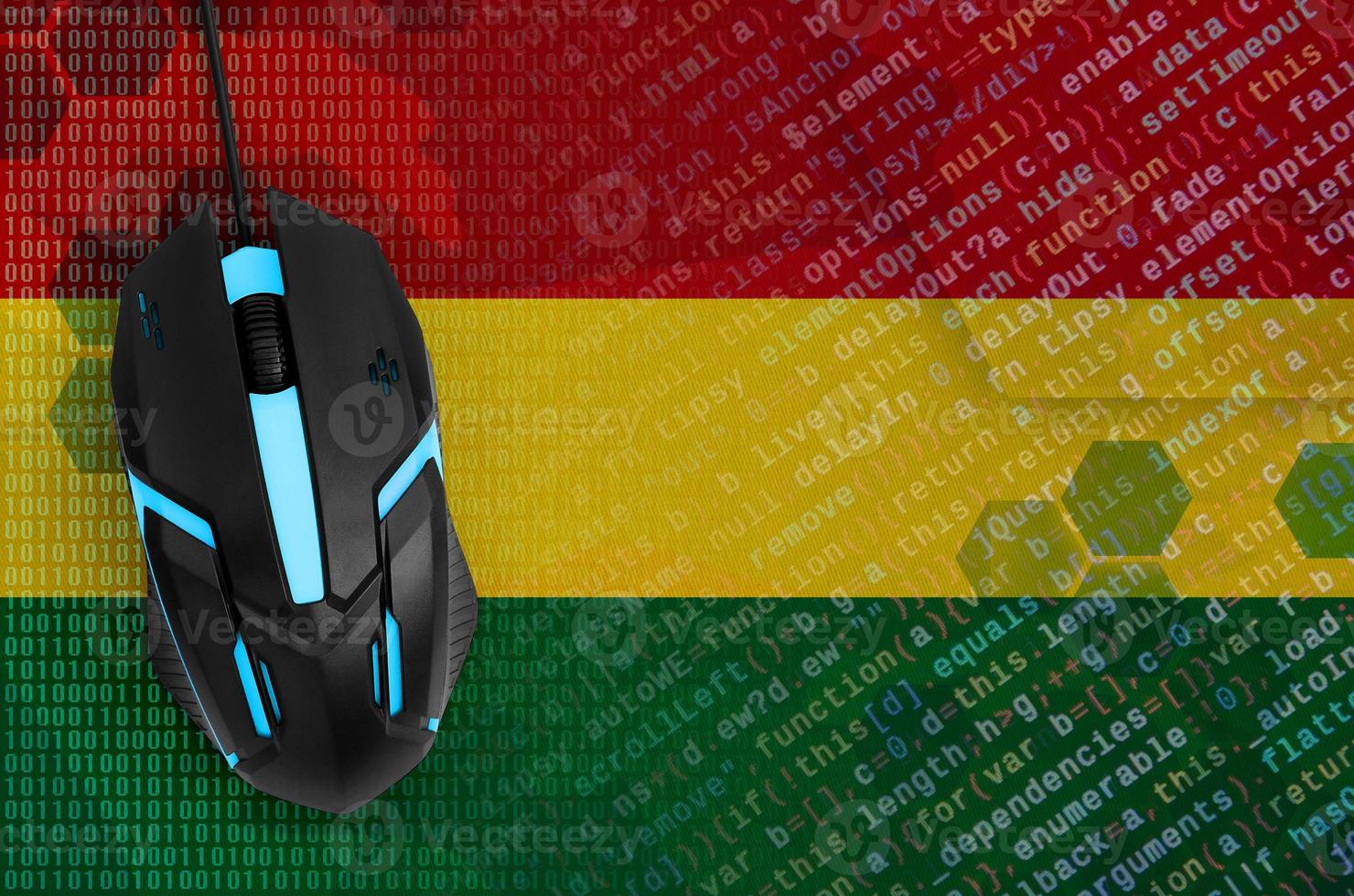 Bolivia flag  and computer mouse. Digital threat, illegal actions on the Internet photo