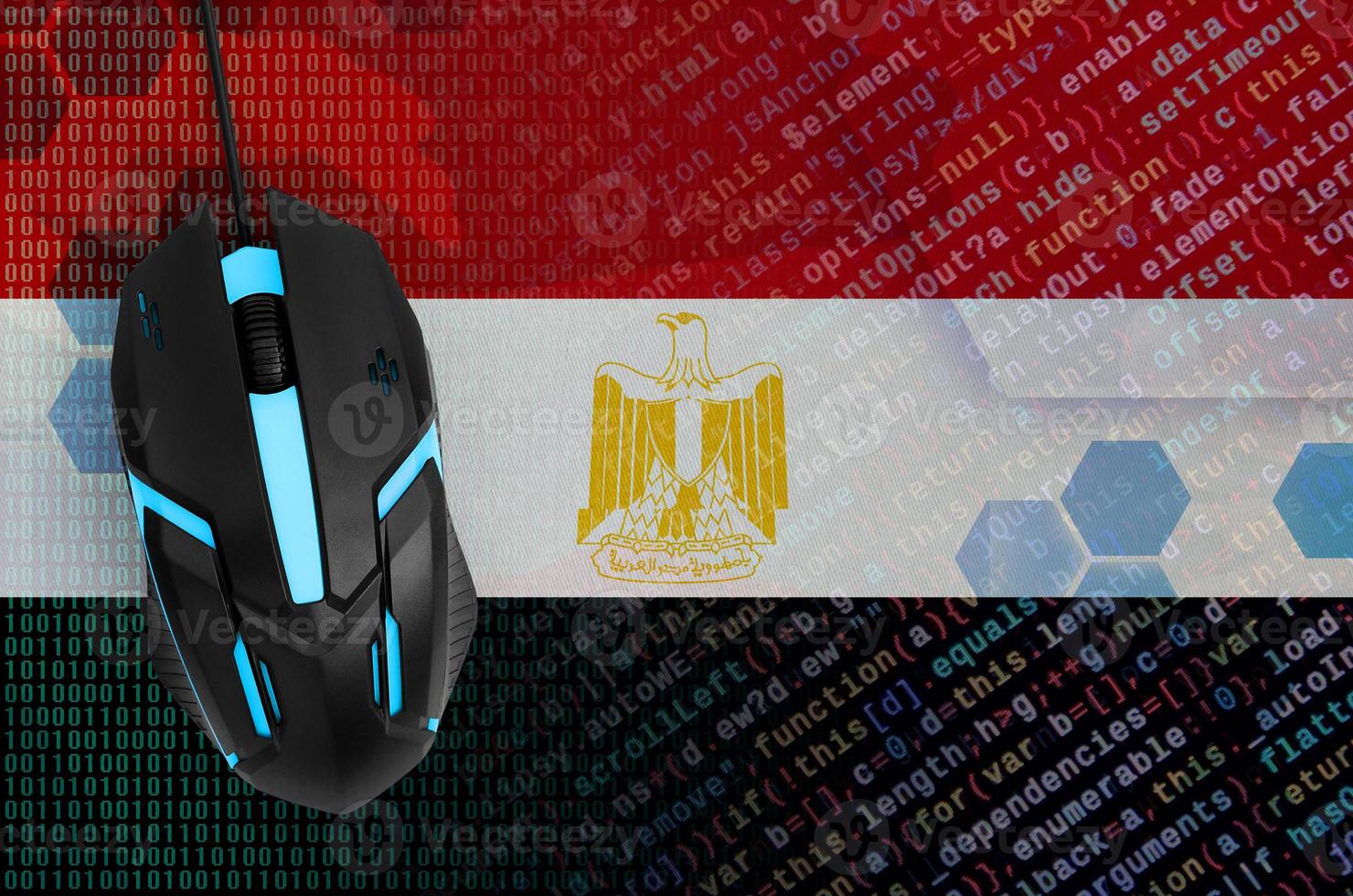 Egypt flag  and computer mouse. Digital threat, illegal actions on the Internet photo