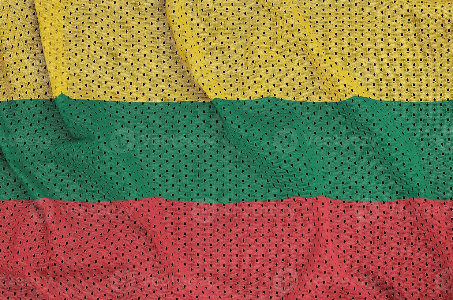 Lithuania flag printed on a polyester nylon sportswear mesh fabr photo