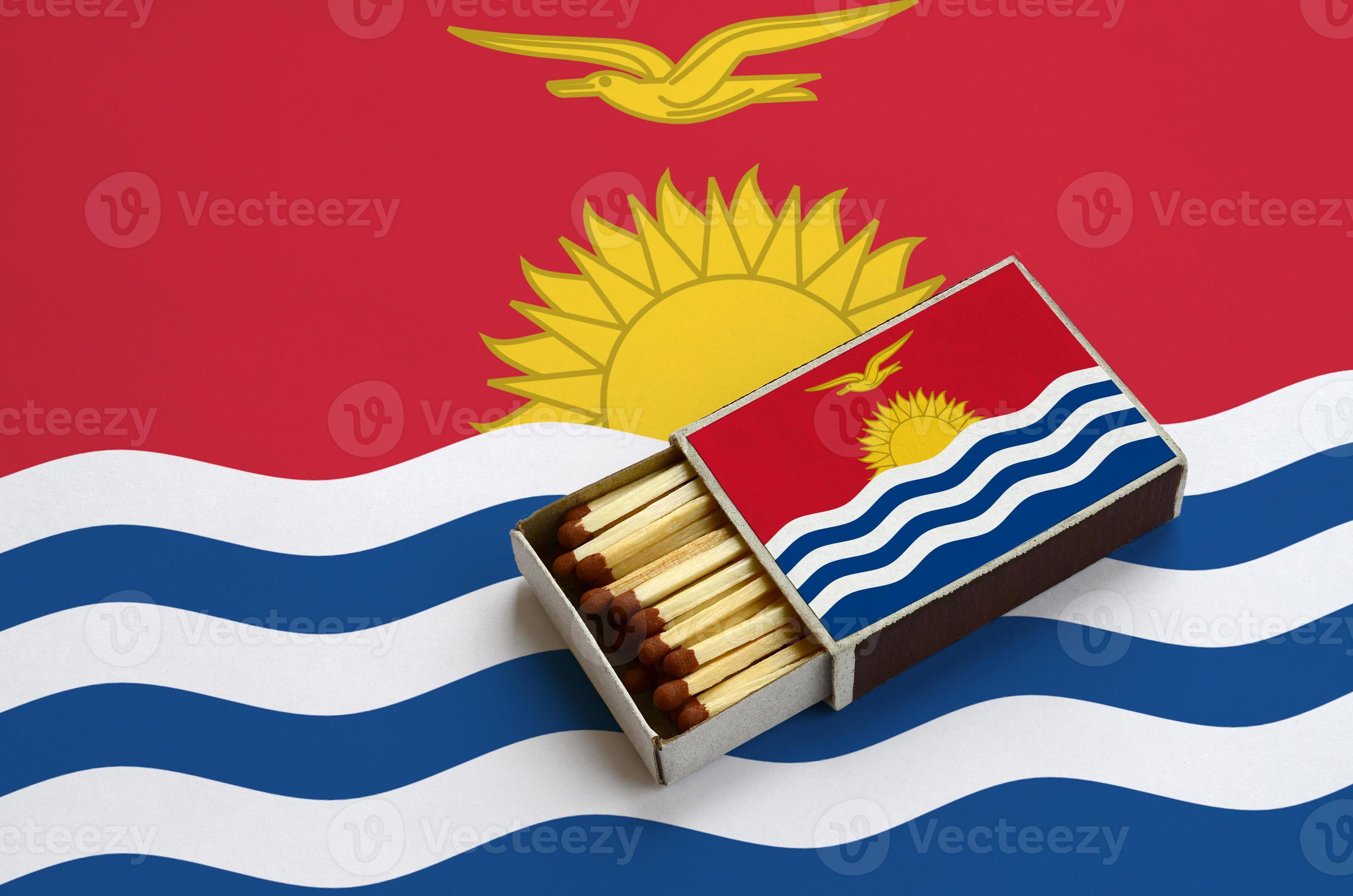 Kiribati flag is shown in an open matchbox, which is filled with