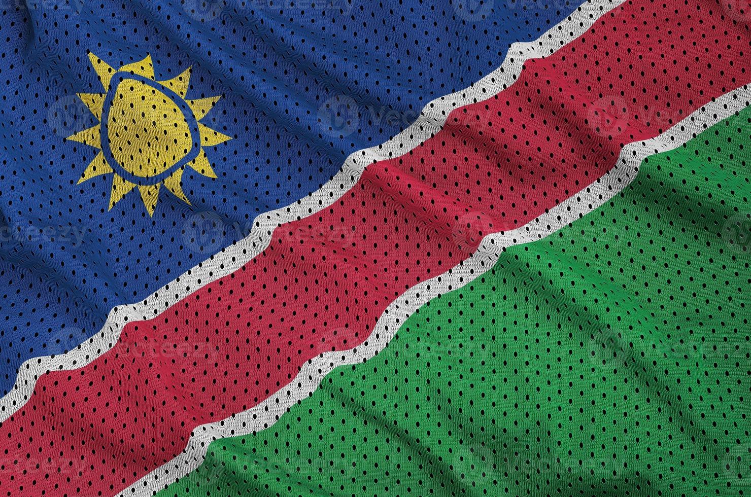 Namibia flag printed on a polyester nylon sportswear mesh fabric photo