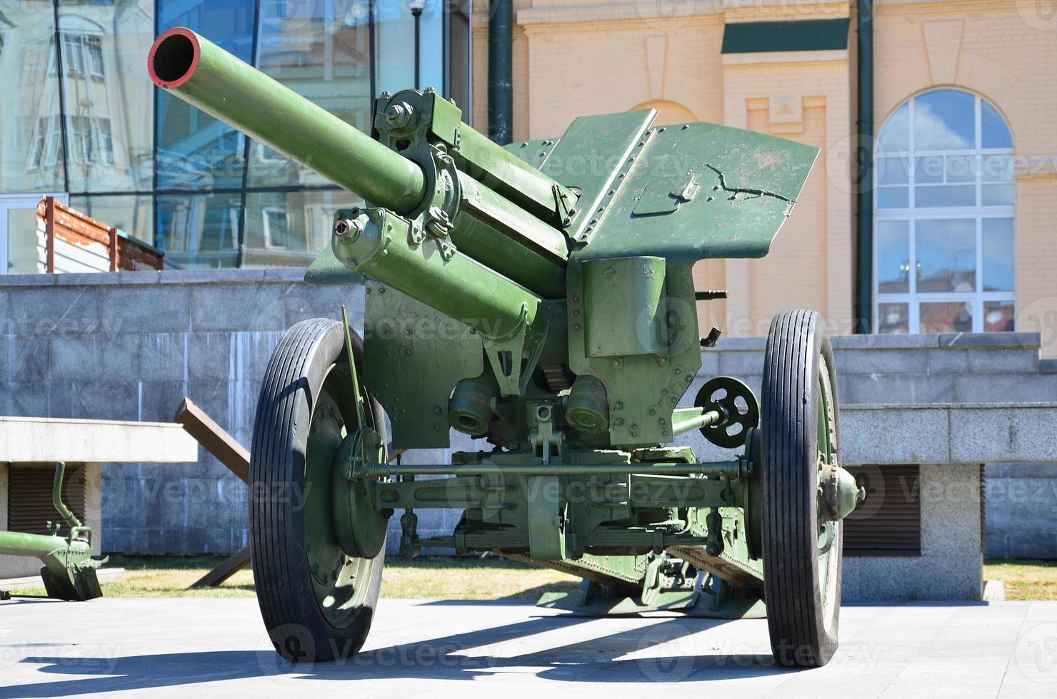 Photo of a portable weapon of the Soviet Union of the Second World War, painted in dark green color