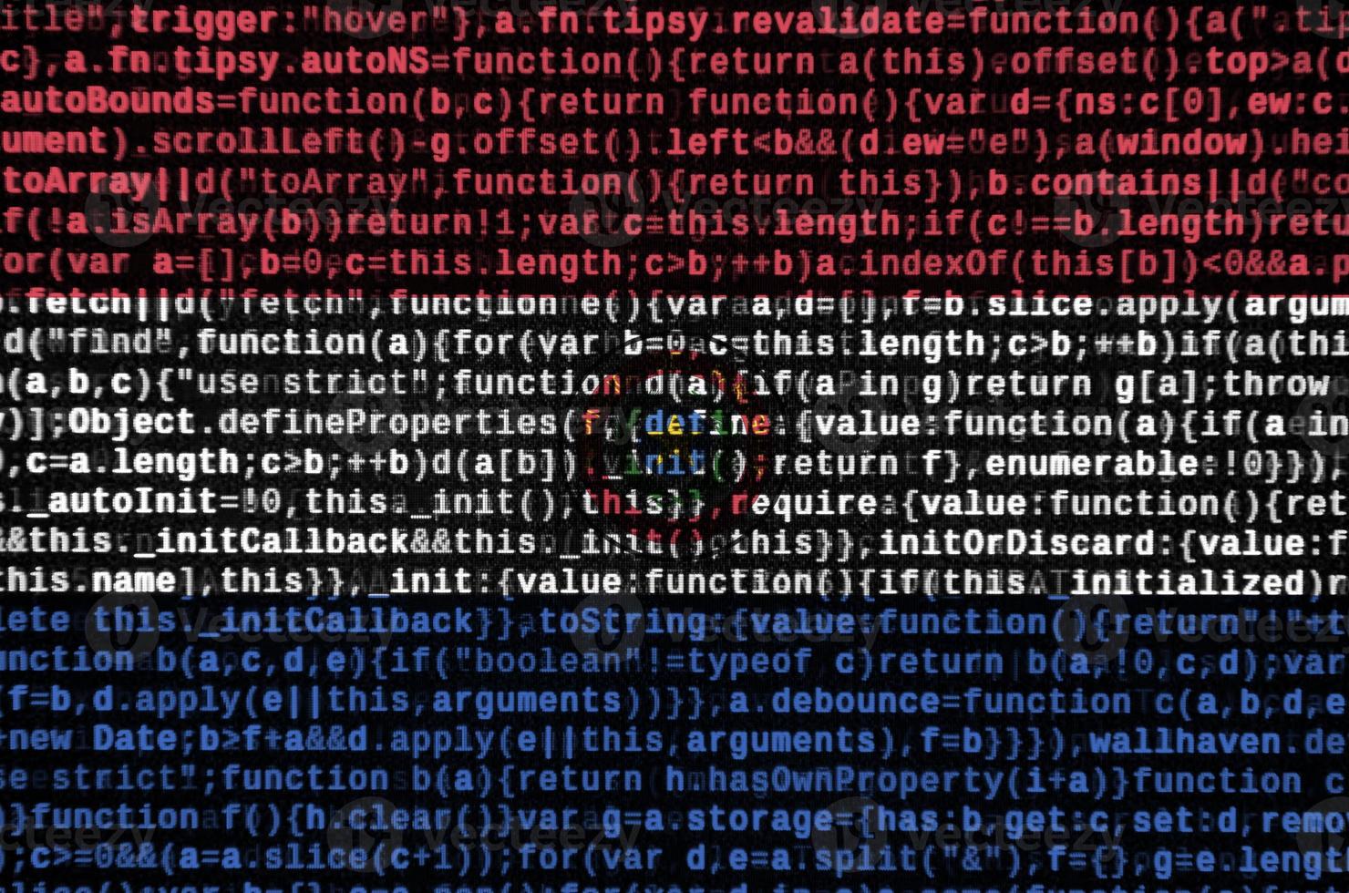 Paraguay flag  is depicted on the screen with the program code. The concept of modern technology and site development photo